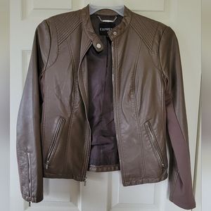 Express Faux Leather Jacket Brown